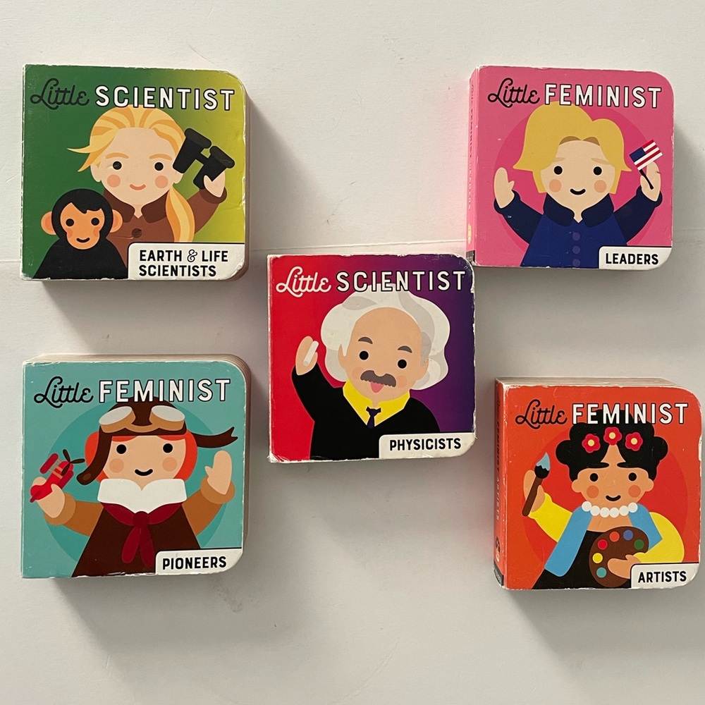 Little Feminist / Little Scientist set of 4 mini board books, Vintage